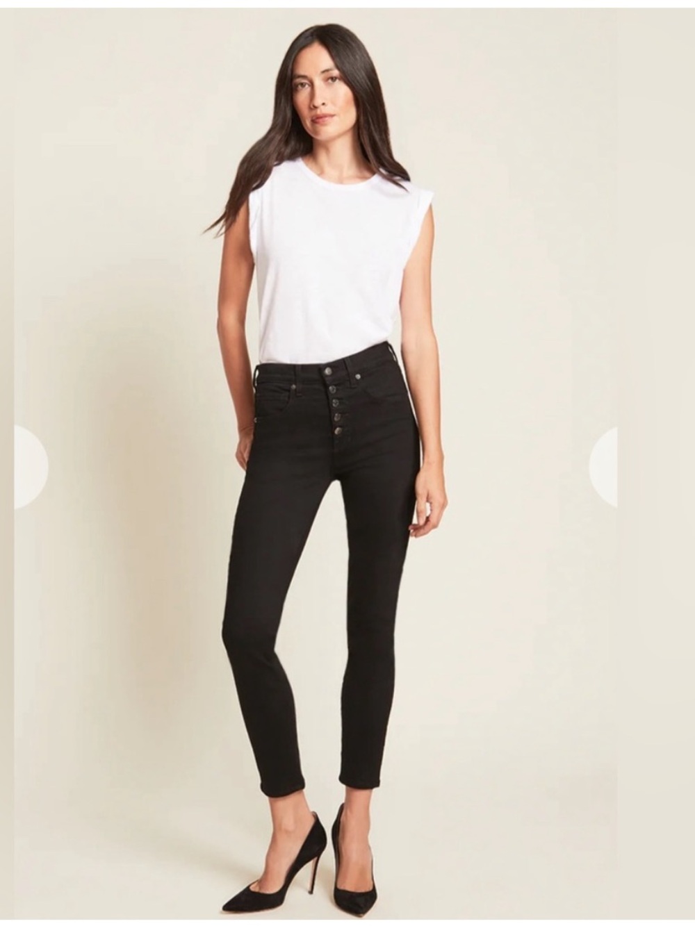 VERONICA BEARD Black Debbie Skinny High Rise Button Fly Jeans